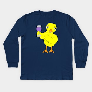 Wine Glass Chick Kids Long Sleeve T-Shirt